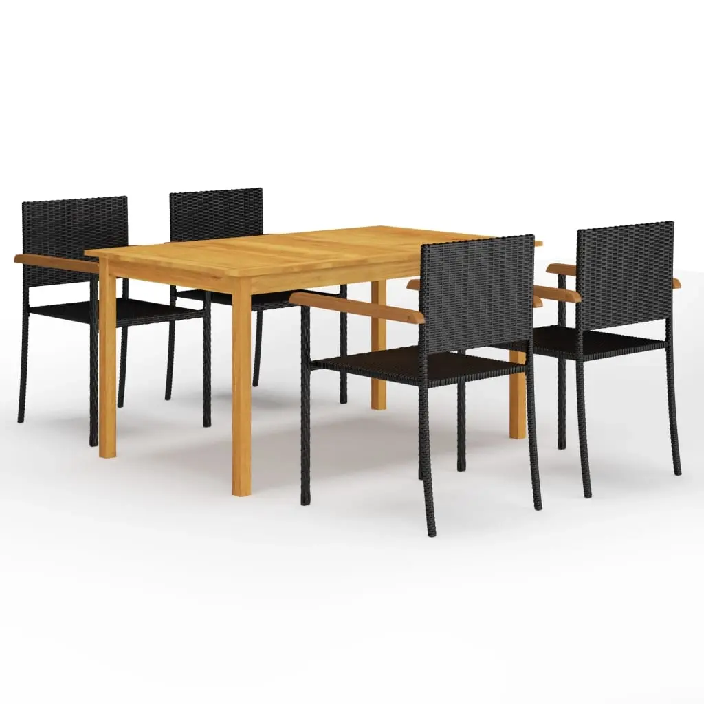 5 Piece Garden Dining Set Black 3067808 - Furniture