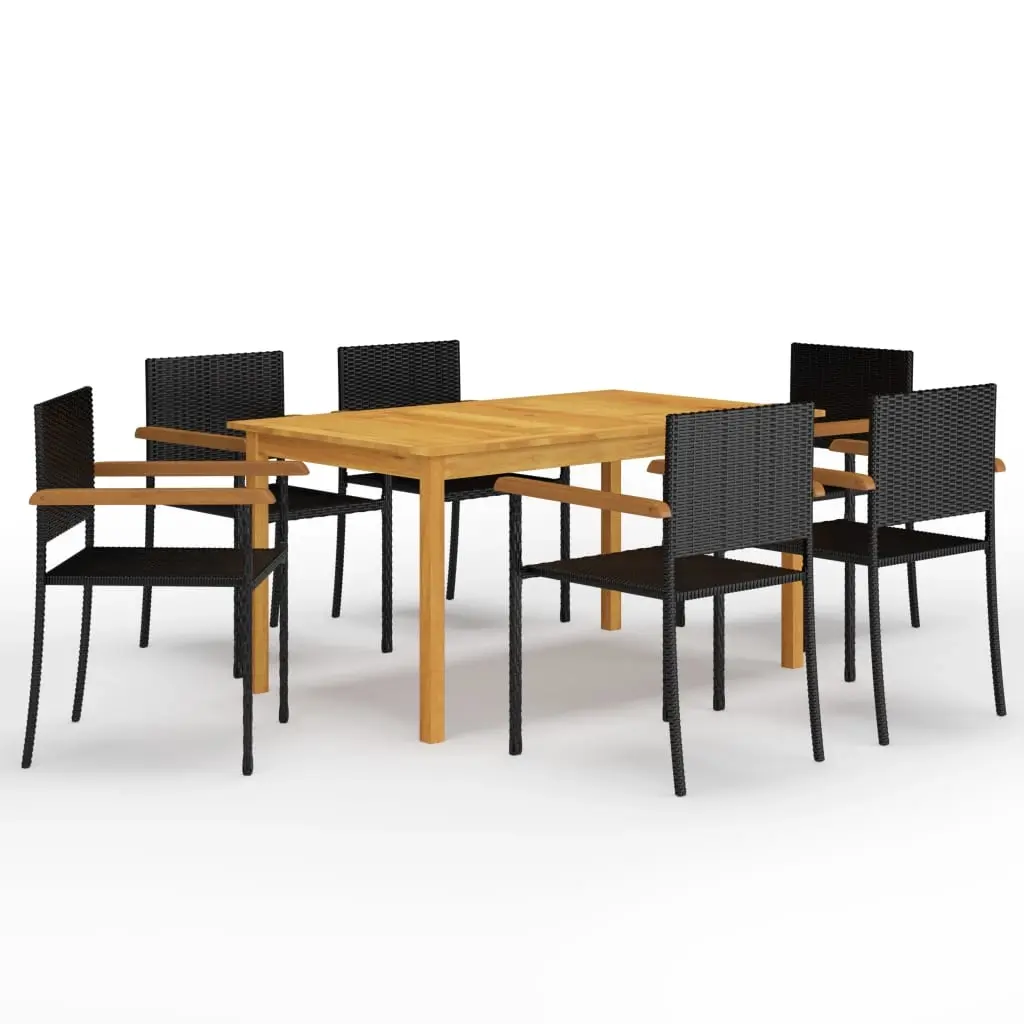 7 Piece Garden Dining Set Black 3067809 - Furniture