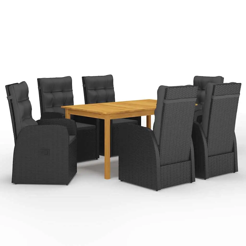 7 Piece Garden Dining Set Black 3067813 - Furniture