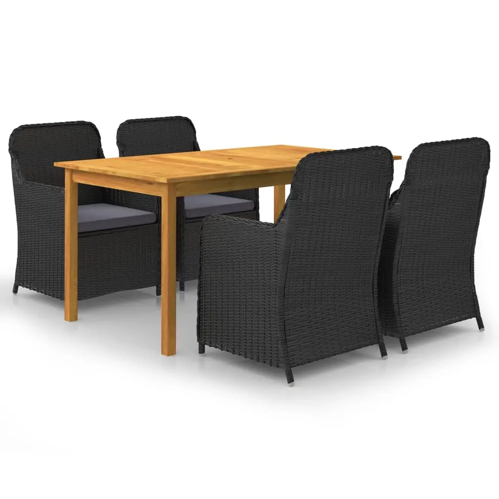 5 Piece Garden Dining Set Black 3067816 - Furniture