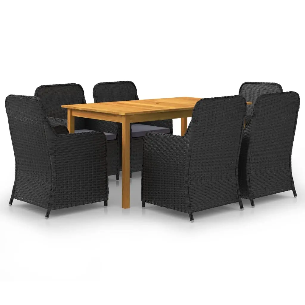 7 Piece Garden Dining Set Black 3067820 - Furniture