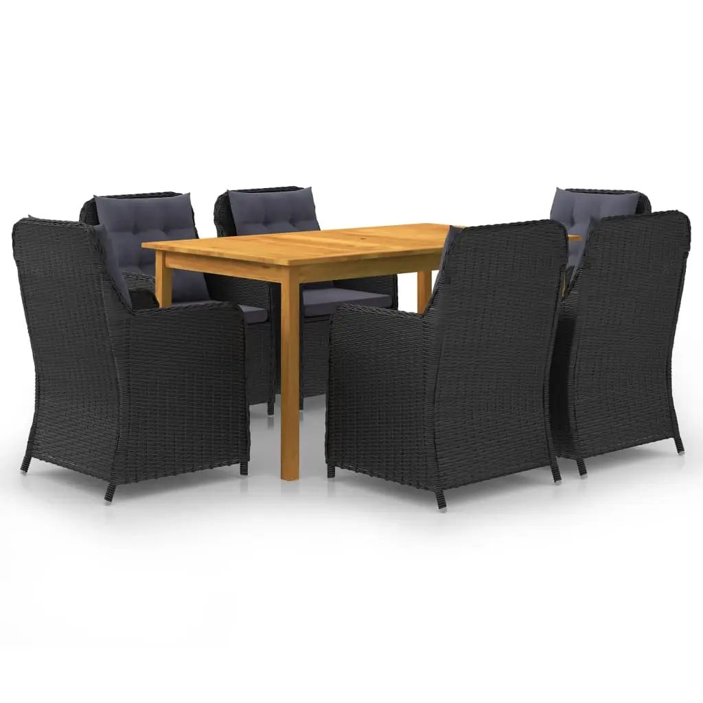 7 Piece Garden Dining Set Black 3067823 - Furniture