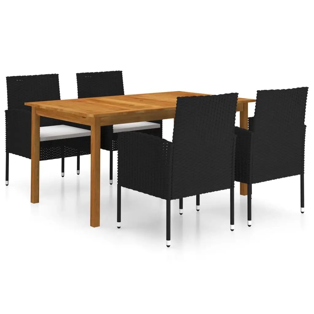 5 Piece Garden Dining Set Black 3067832 - Furniture