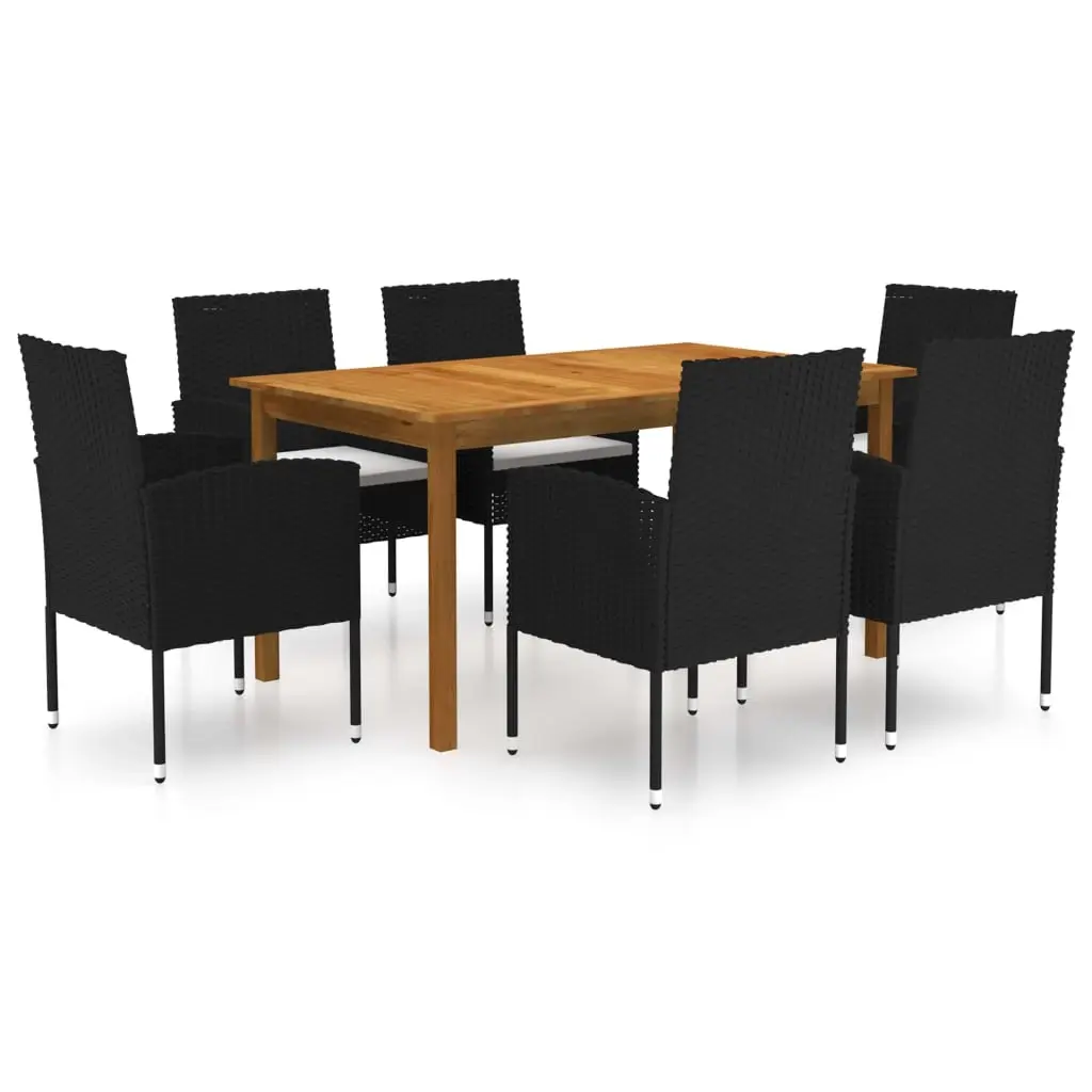 7 Piece Garden Dining Set Black 3067835 - Furniture