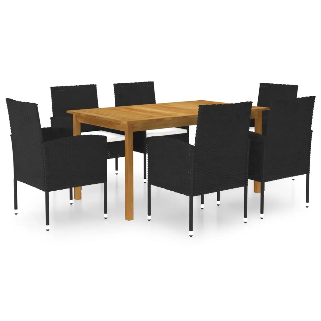 7 Piece Garden Dining Set Black 3067837 - Furniture