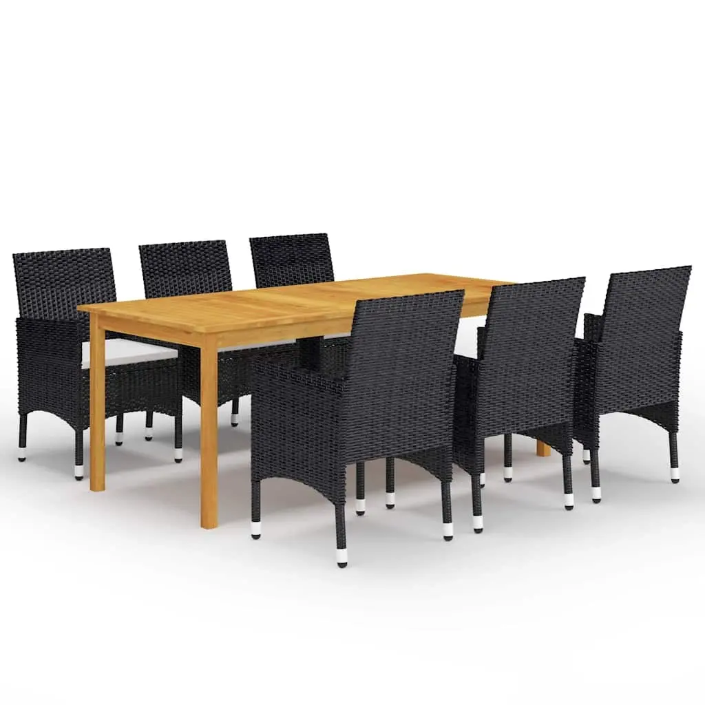 7 Piece Garden Dining Set Black 3067855 - Furniture