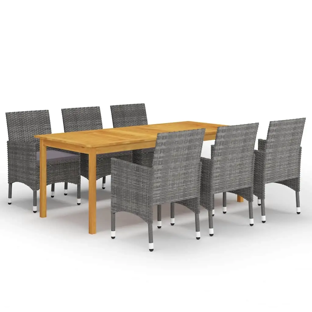 7 Piece Garden Dining Set Grey 3067856 - Furniture