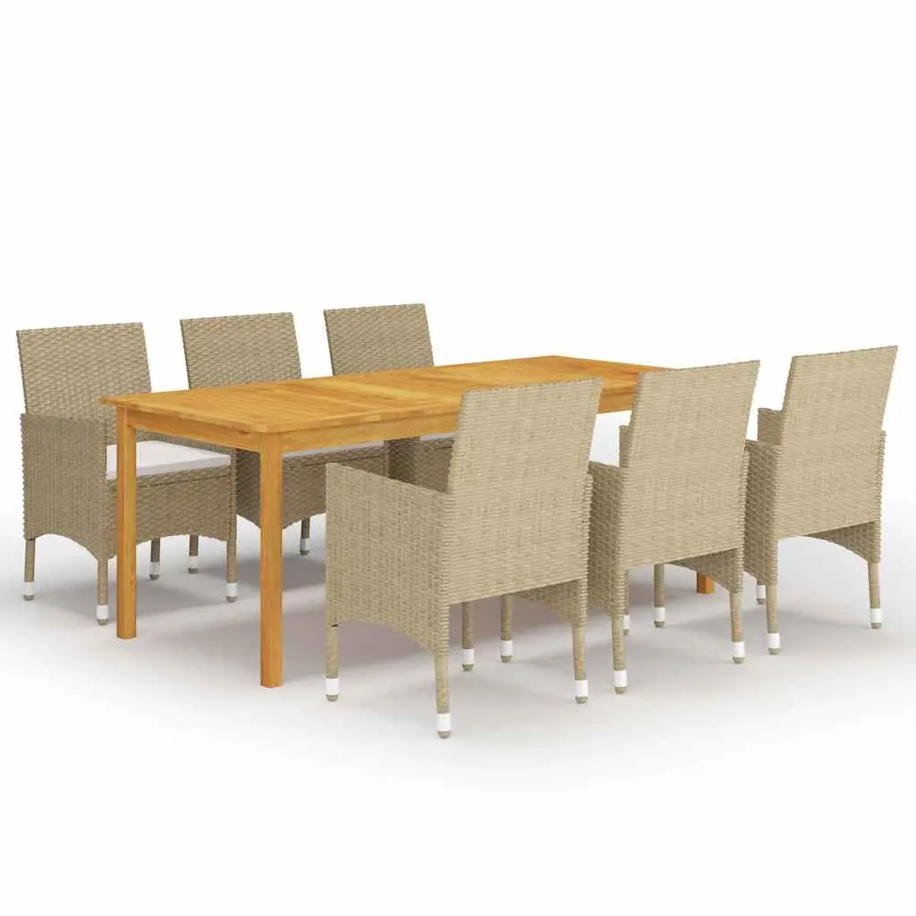7 Piece Garden Dining Set Beige 3067857 - Furniture
