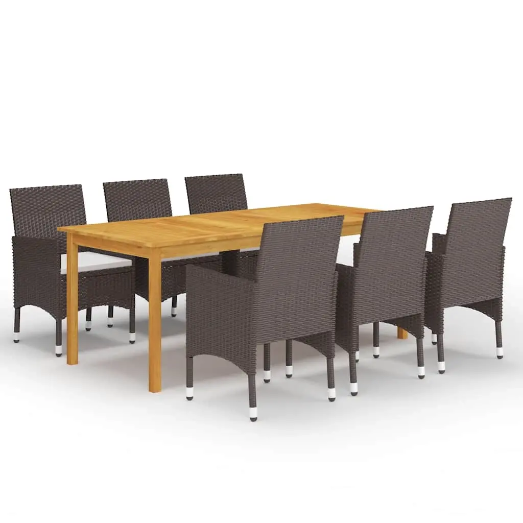 7 Piece Garden Dining Set Brown 3067858 - Furniture