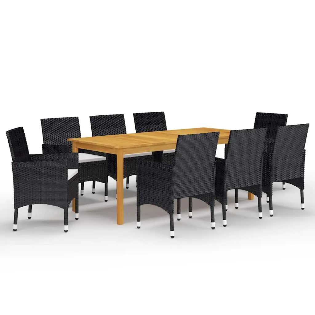 9 Piece Garden Dining Set Black 3067859 - Furniture
