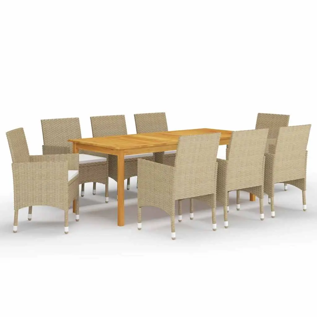 9 Piece Garden Dining Set Beige 3067861 - Furniture
