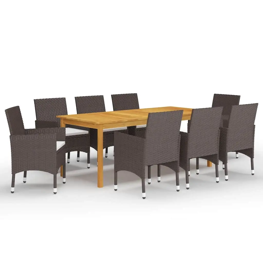 9 Piece Garden Dining Set Brown 3067862 - Furniture