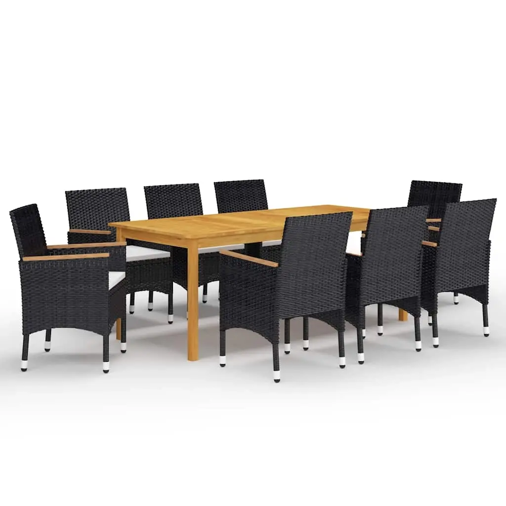 9 Piece Garden Dining Set Black 3067865 - Furniture