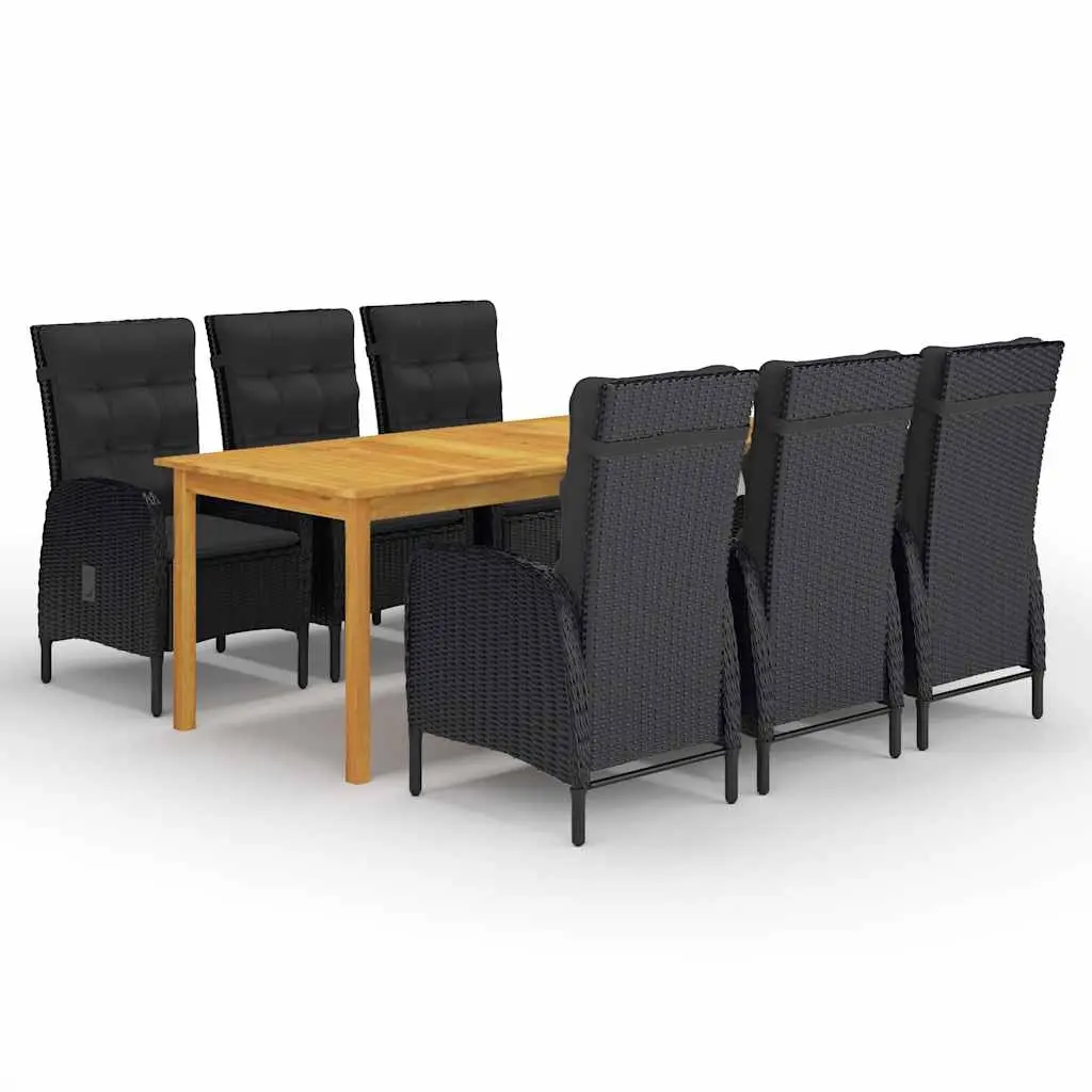7 Piece Garden Dining Set Black 3067868 - Furniture