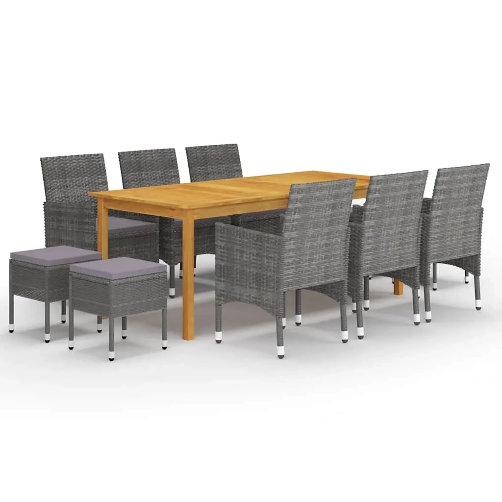 11 Piece Garden Dining Set Grey 3067872 - Furniture