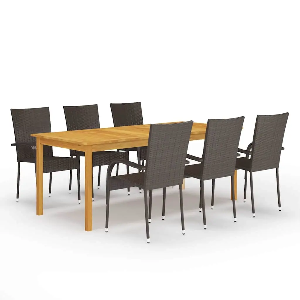 7 Piece Garden Dining Set Brown 3067877 - Furniture