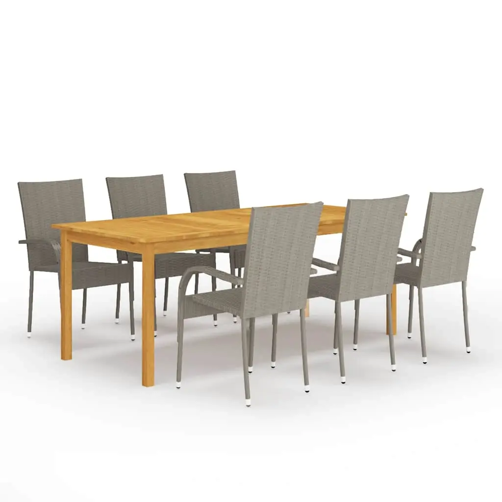 7 Piece Garden Dining Set Grey 3067879 - Furniture
