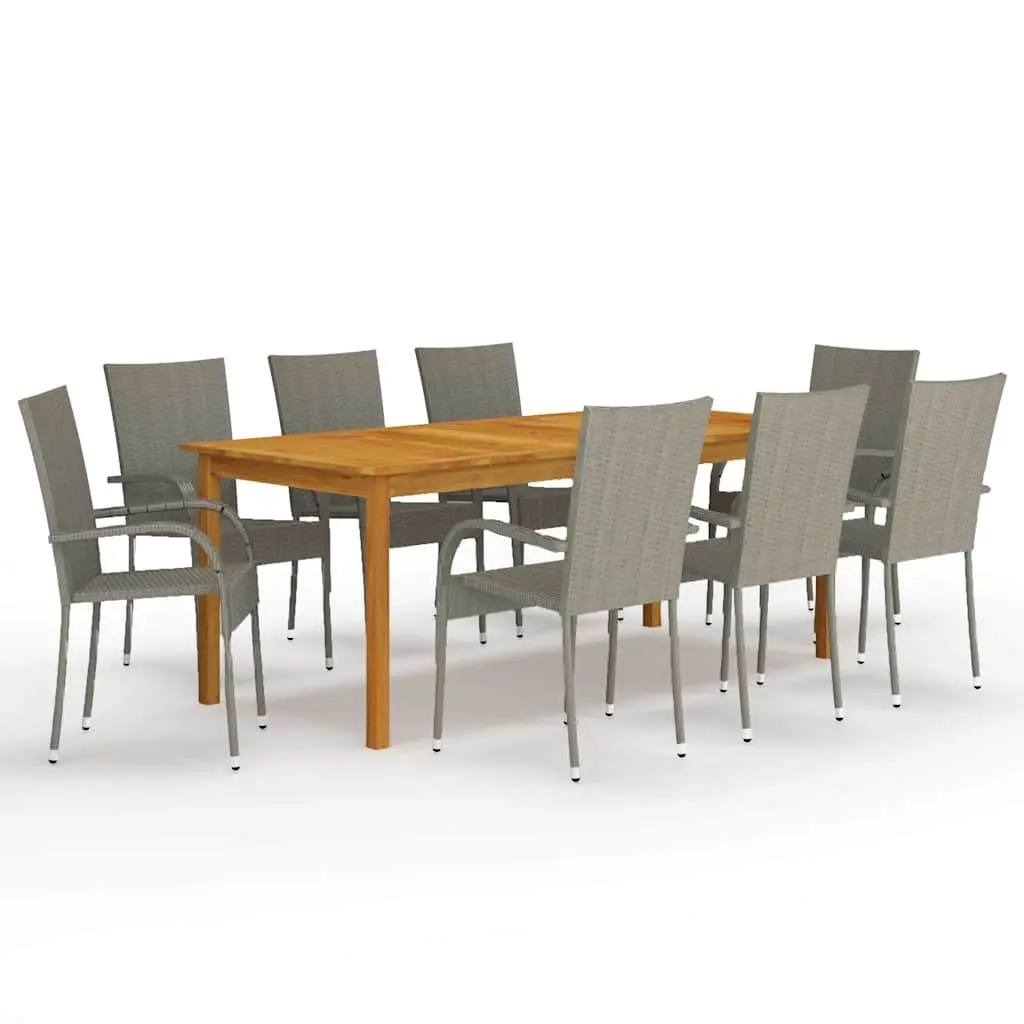 9 Piece Garden Dining Set Grey 3067882 - Furniture