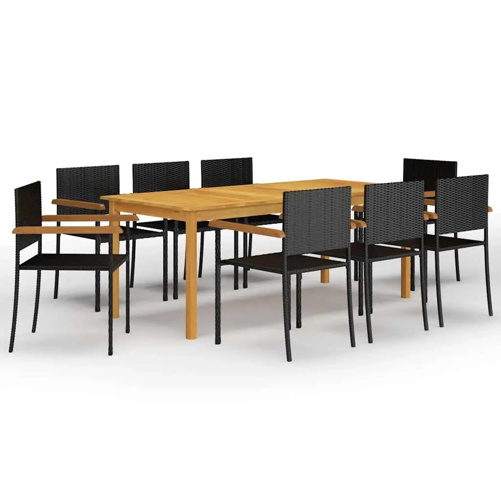 9 Piece Garden Dining Set Black 3067902 - Furniture