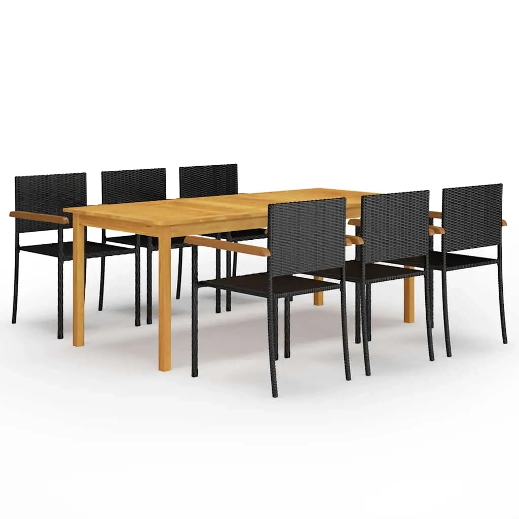 7 Piece Garden Dining Set Black 3067903 - Furniture