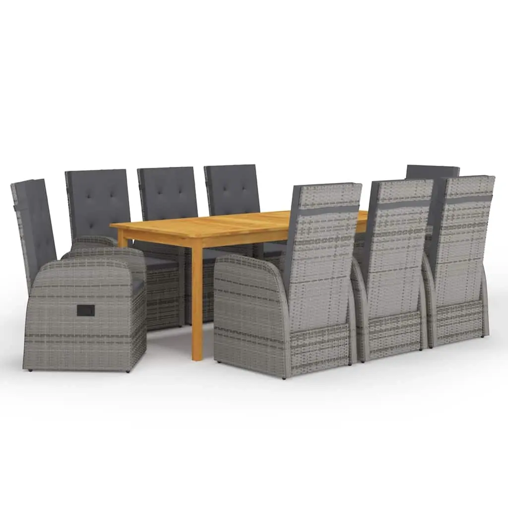 9 Piece Garden Dining Set Grey 3067904 - Furniture