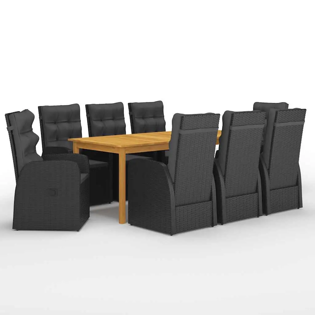 9 Piece Garden Dining Set Black 3067905 - Furniture