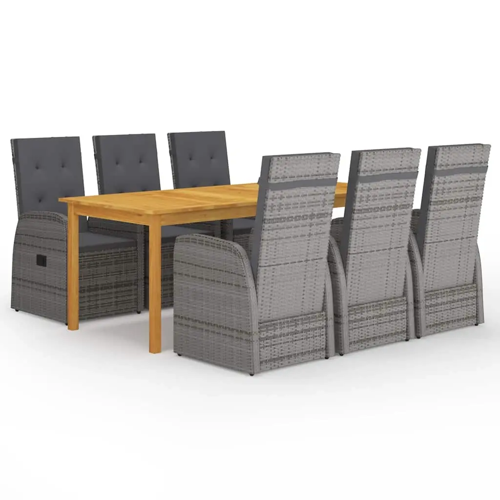 7 Piece Garden Dining Set Grey 3067908 - Furniture