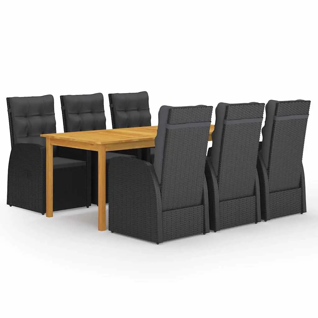 7 Piece Garden Dining Set Black 3067909 - Furniture