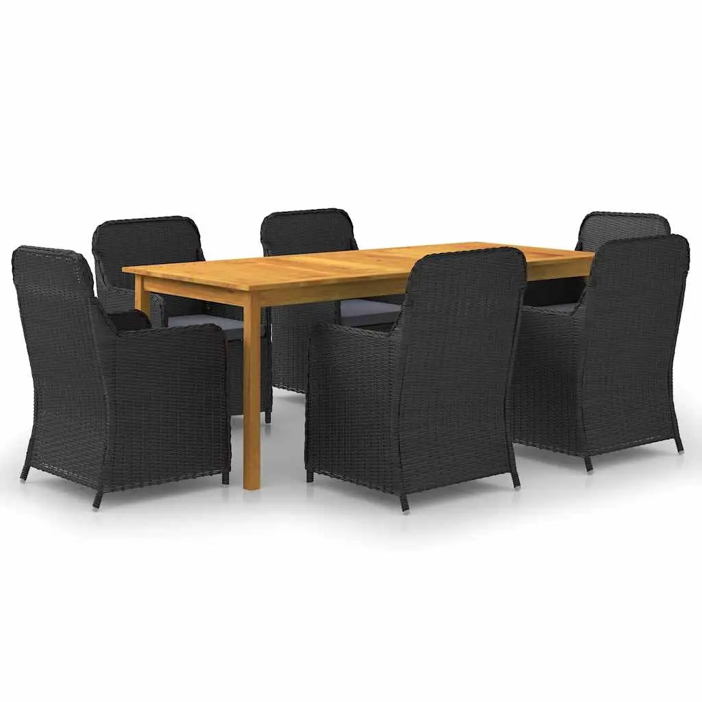 7 Piece Garden Dining Set Black 3067910 - Furniture