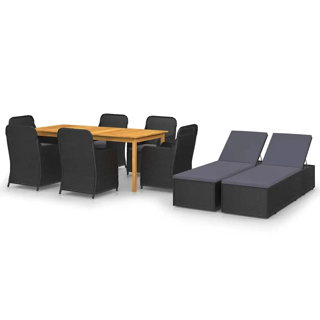 9 Piece Garden Dining Set Black 3067914 - Furniture