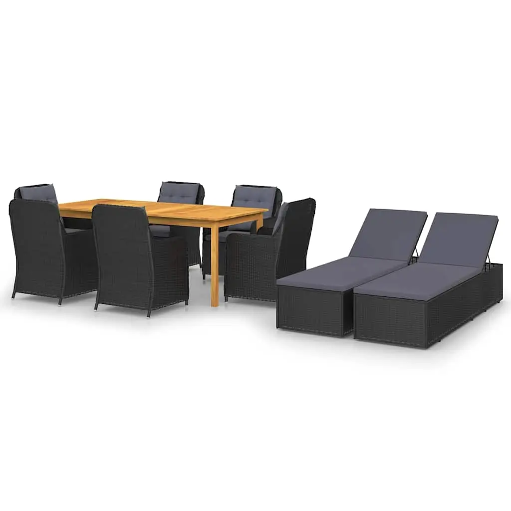 9 Piece Garden Dining Set Black 3067917 - Furniture