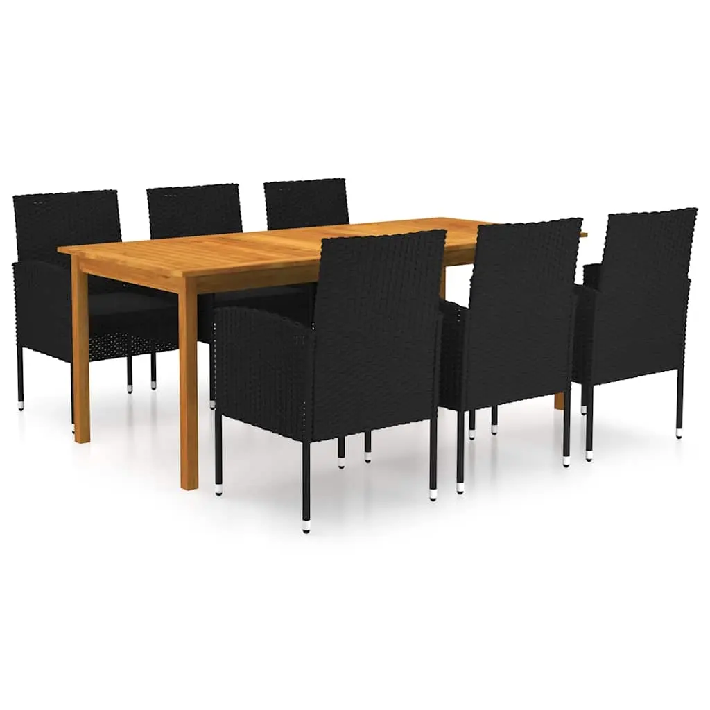 7 Piece Garden Dining Set Black 3067928 - Furniture