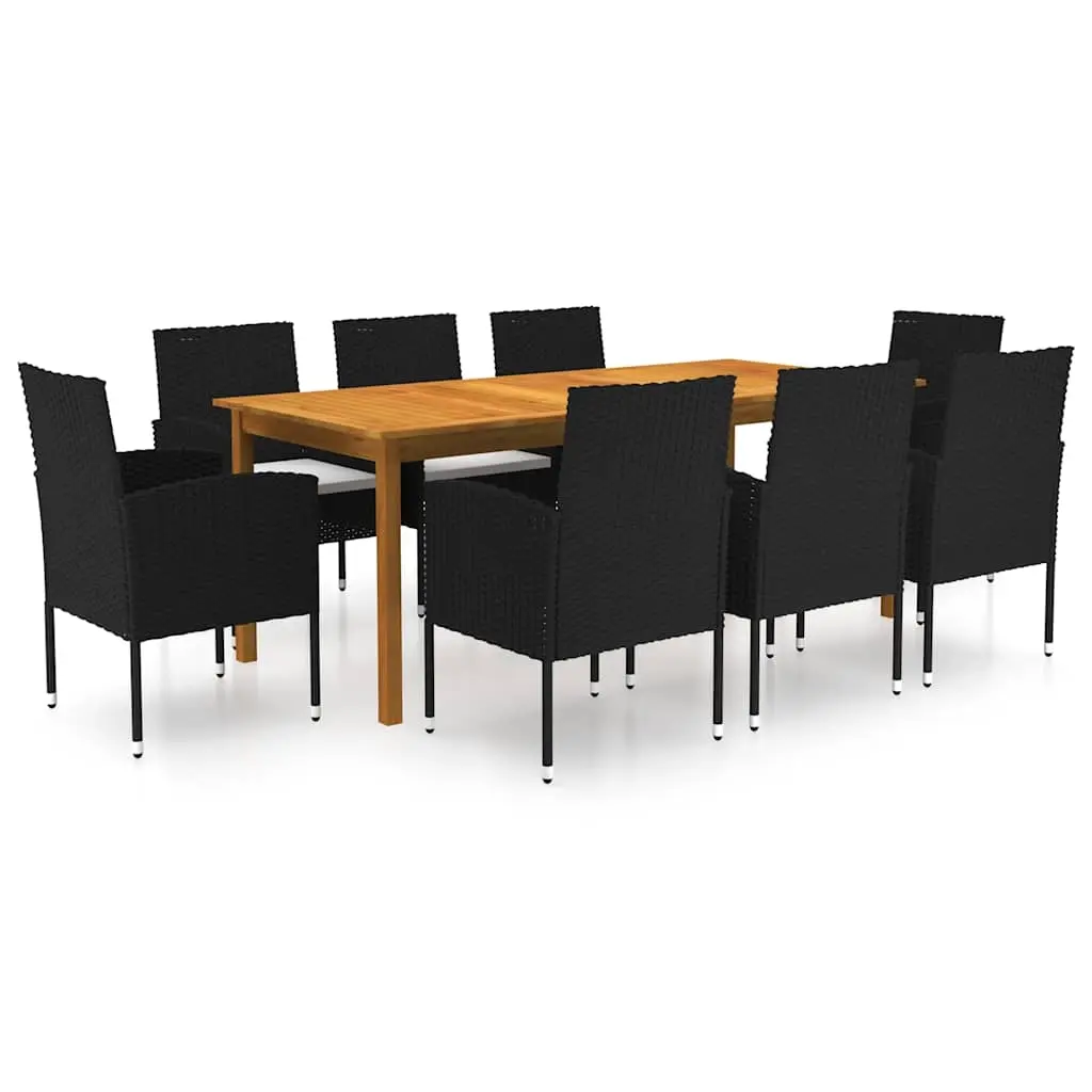 9 Piece Garden Dining Set Black 3067929 - Furniture