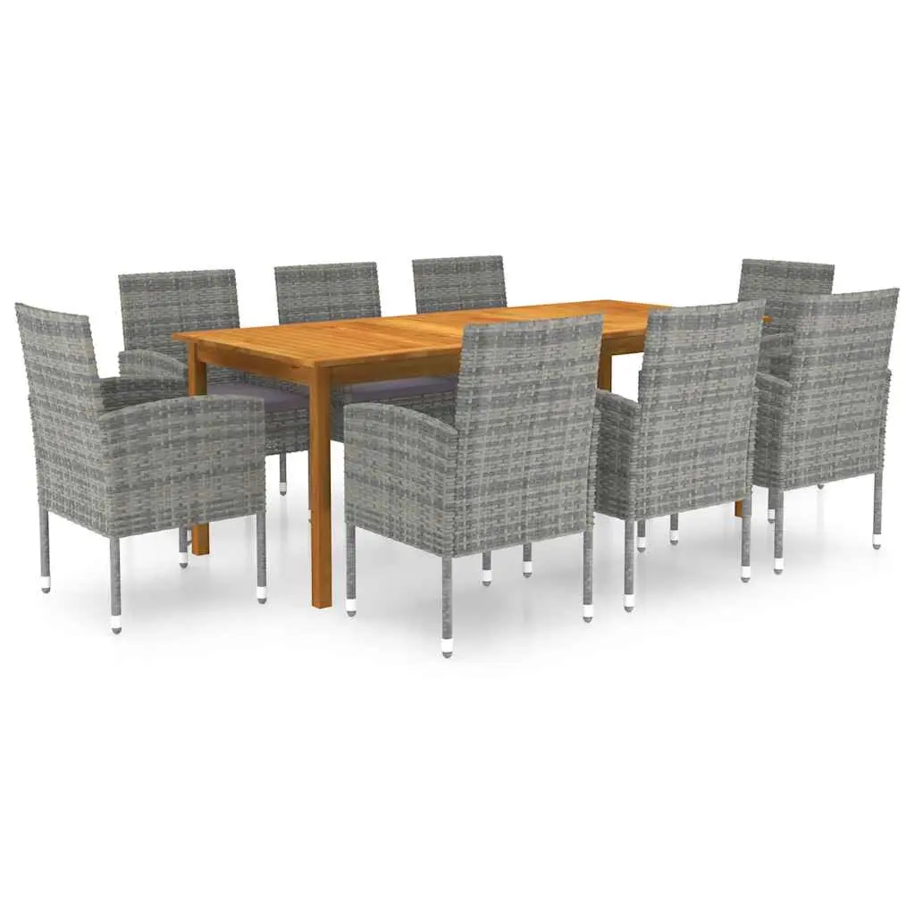 9 Piece Garden Dining Set Grey 3067930 - Furniture