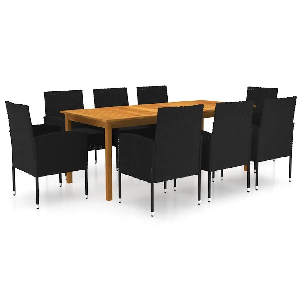 9 Piece Garden Dining Set Black 3067931 - Furniture