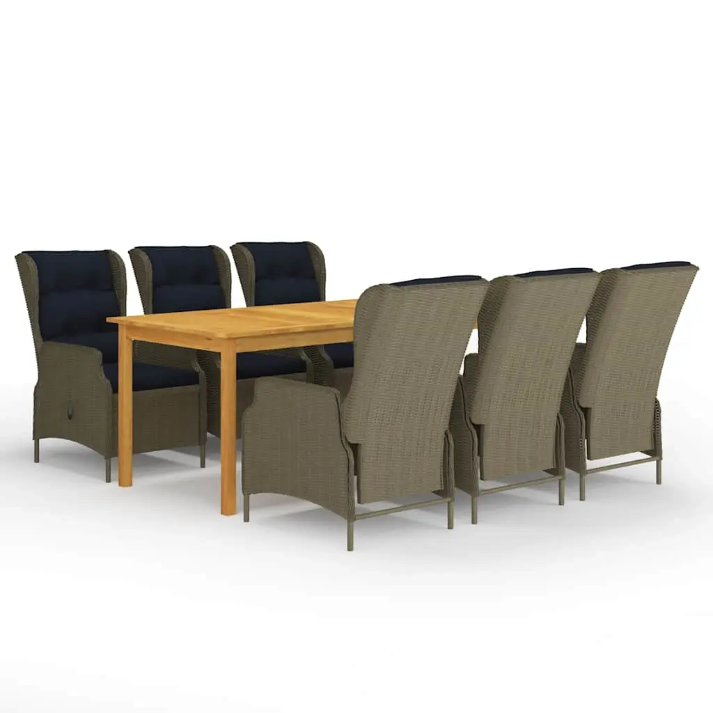 7 Piece Garden Dining Set Brown 3067934 - Furniture