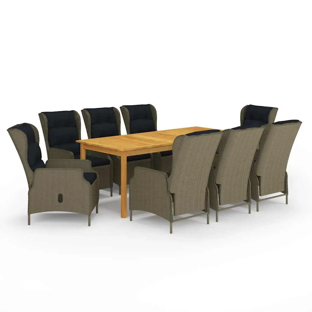 9 Piece Garden Dining Set Brown 3067937 - Furniture