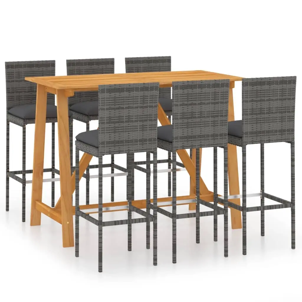 7 Piece Garden Bar Set with Cushions Grey 3067961 - Furniture
