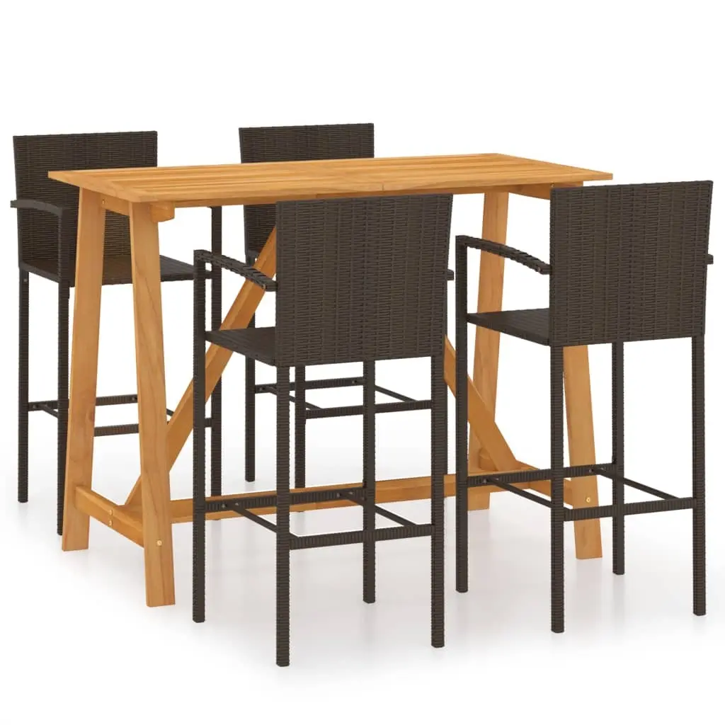 5 Piece Garden Bar Set Brown 3067968 - Furniture