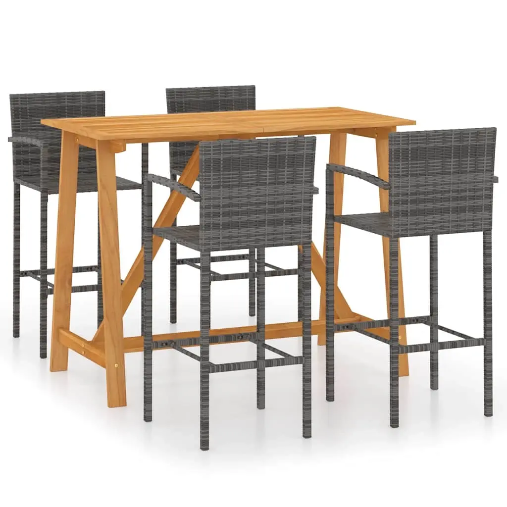5 Piece Garden Bar Set Grey 3067970 - Furniture