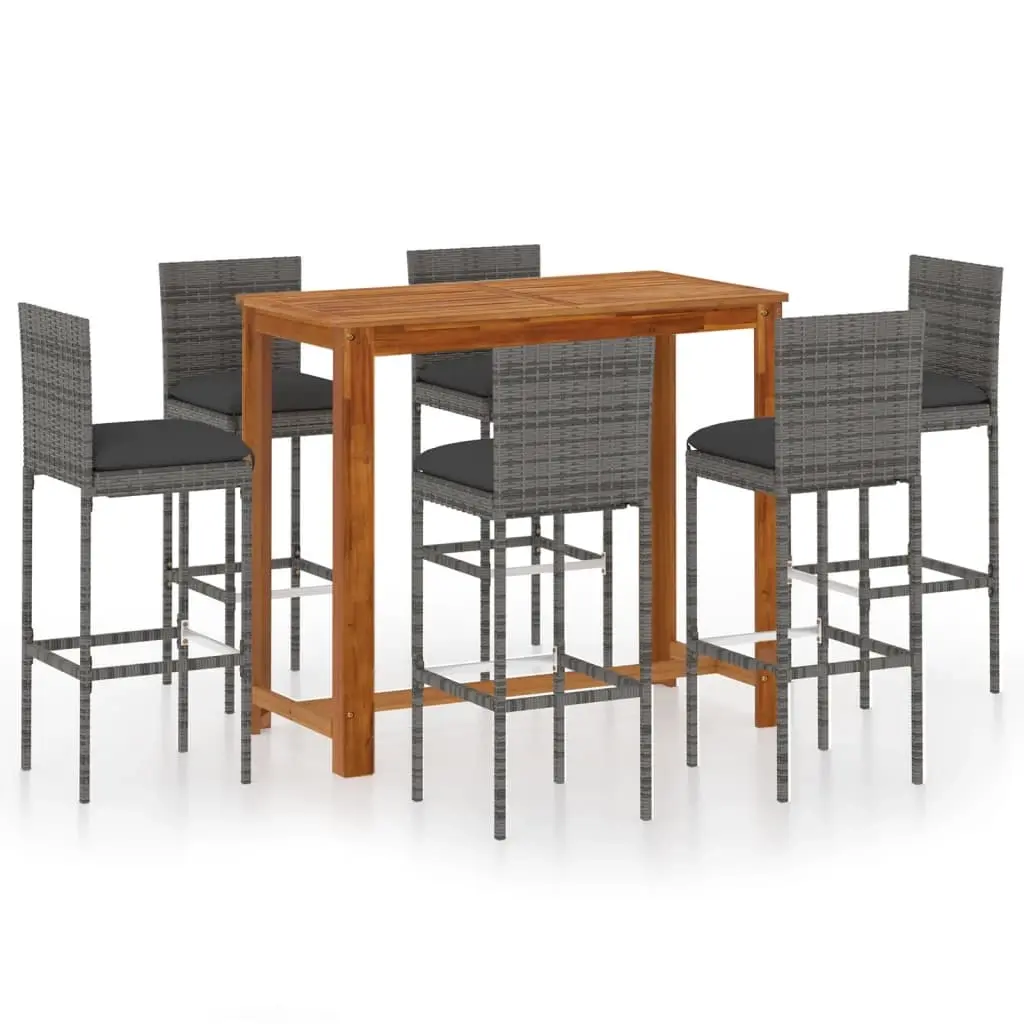 7 Piece Garden Bar Set with Cushions Grey 3067993 - Furniture