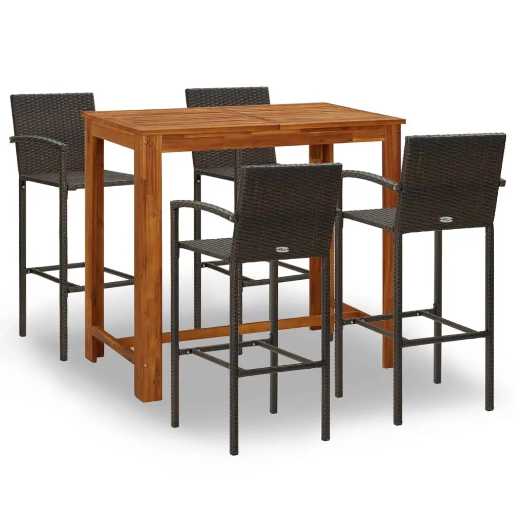 5 Piece Garden Bar Set Brown 3068000 - Furniture