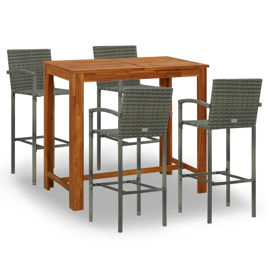 5 Piece Garden Bar Set Grey 3068002 - Furniture