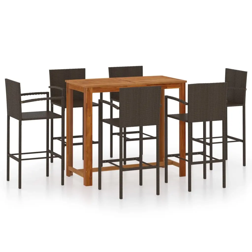 7 Piece Garden Bar Set Brown 3068003 - Furniture