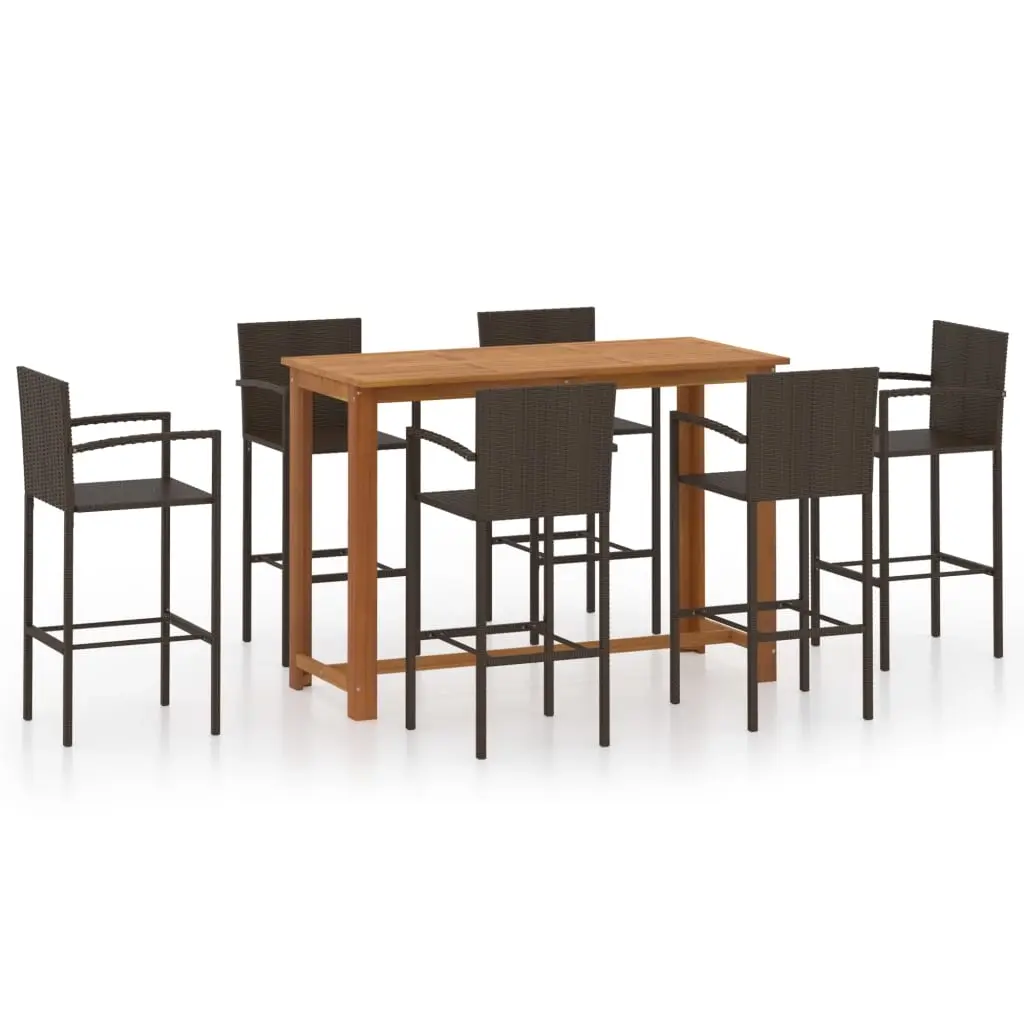 7 Piece Garden Bar Set Brown 3068016 - Furniture