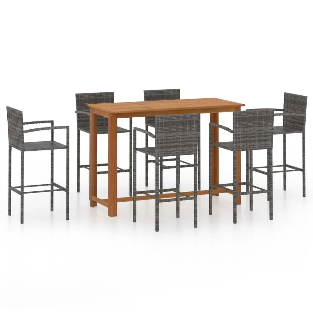 7 Piece Garden Bar Set Grey 3068018 - Furniture