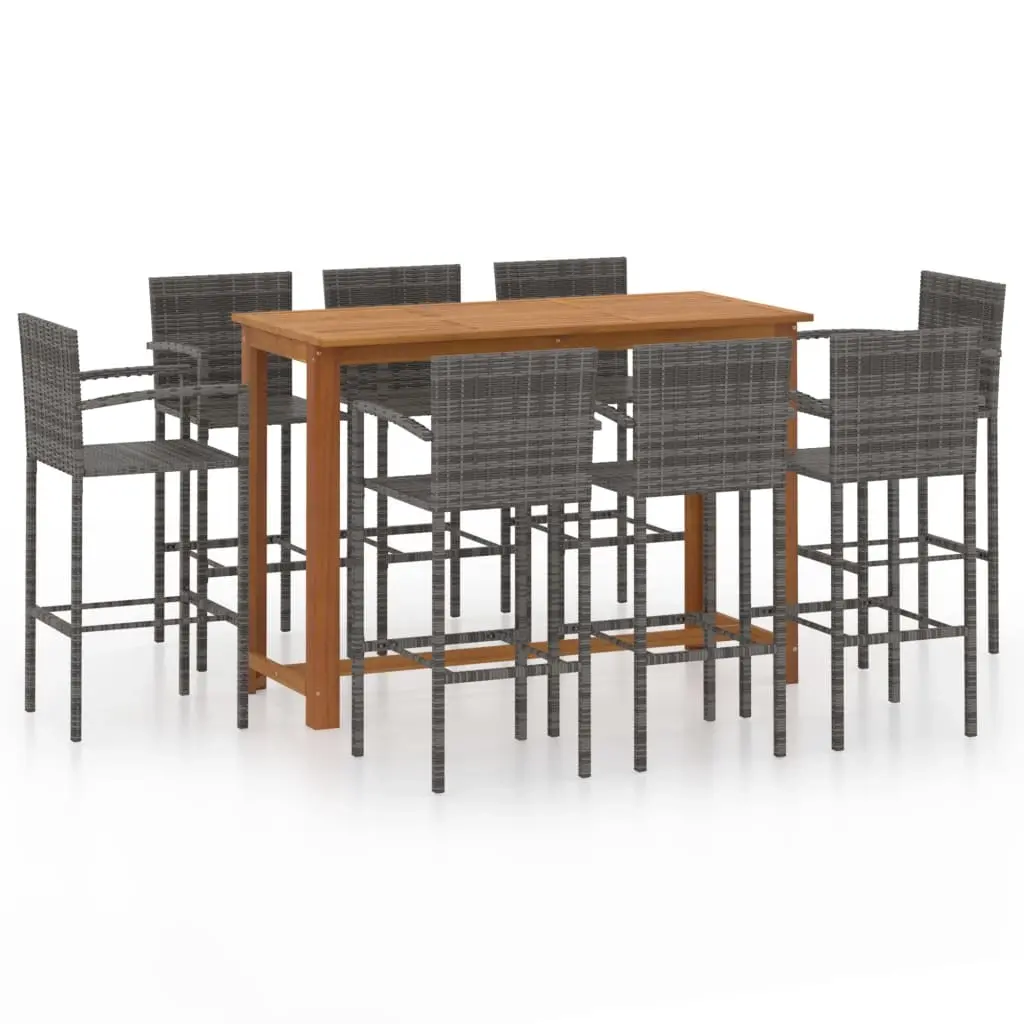 9 Piece Garden Bar Set Grey 3068021 - Furniture