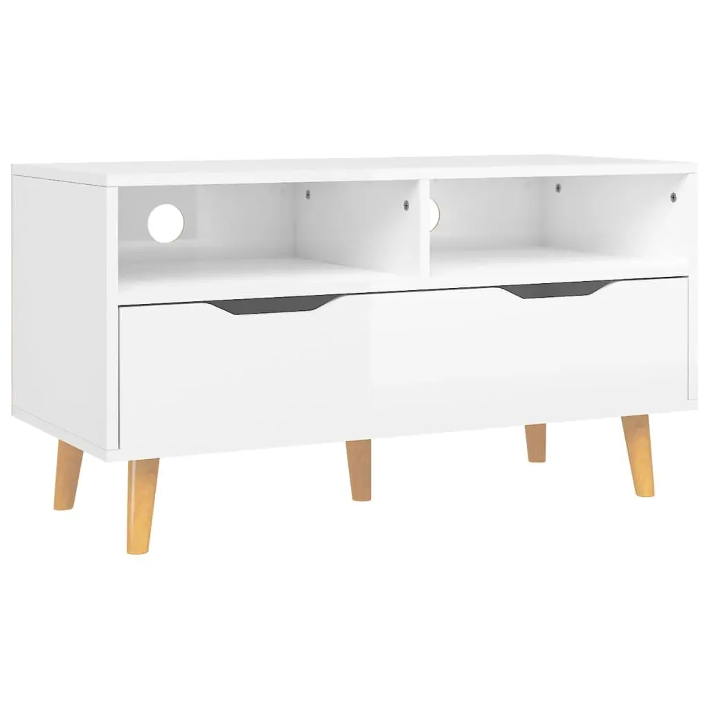 TV Cabinet High Gloss White 90x40x48.5 cm Engineered Wood 326783 - Furniture