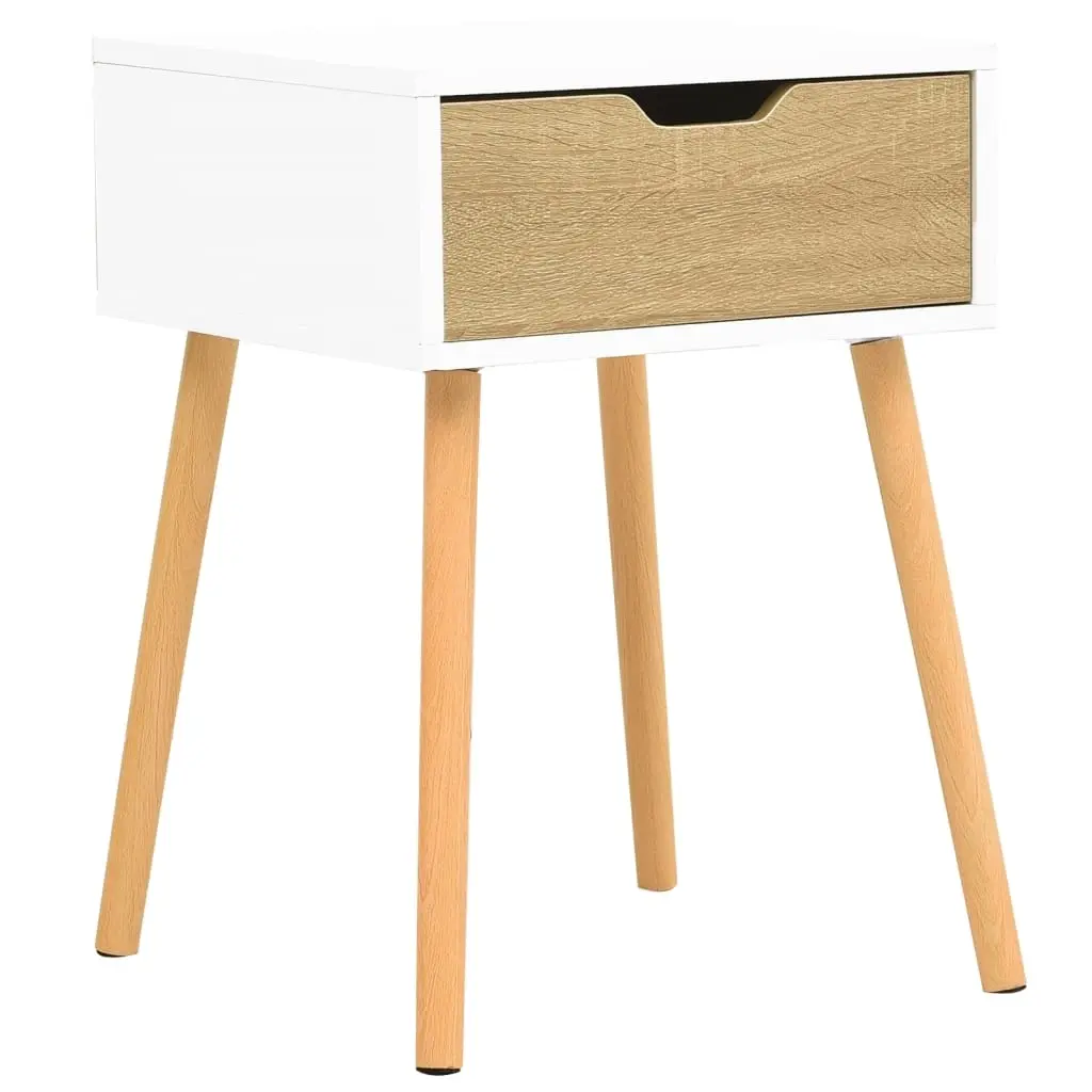 Bedside Cabinet White & Sonoma Oak 40x40x56 cm Engineered Wood 326805 - Furniture