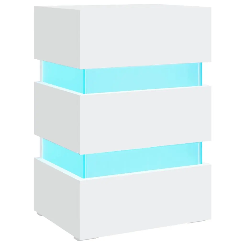 LED Bedside Cabinet White 45x35x67 cm Engineered Wood 326840 - Furniture